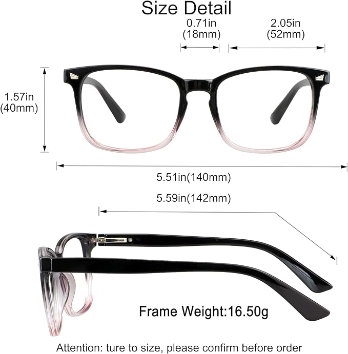 YEIN Bifocal Reading Glasses with Blue Light Blocking Lenses, Bifocal Reader for Women and Men, Vintage Square frame with Spring Hinge (+0.50/+2.50 magnification)