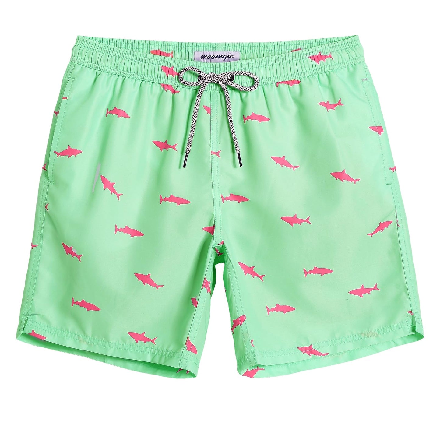 maamgic Mens Swim Trunks Quick Dry Swim Shorts with Mesh Lining Funny Swimwear Bathing Suits Light Green X-Small