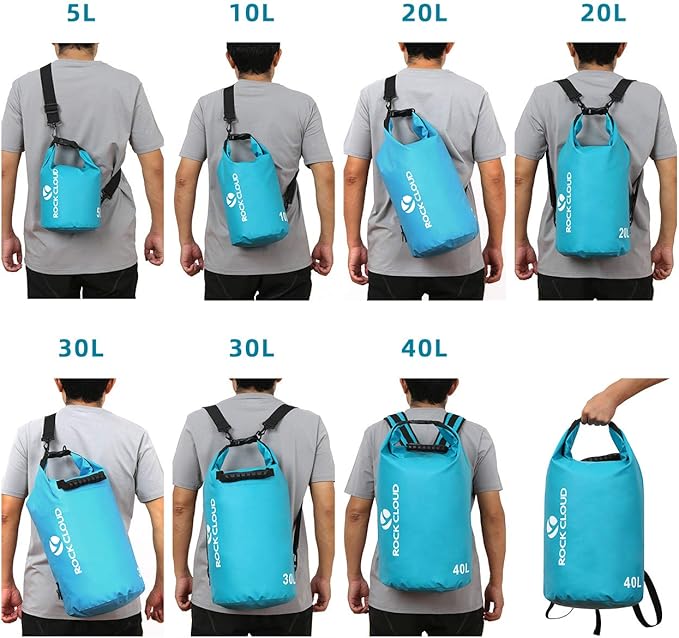 ROCK CLOUD Dry Bag Waterproof 20L Dry Sack for Kayaking Rafting Boating Beach Surfing Swimming Canoe Camping Hiking Fishing Ski, Black