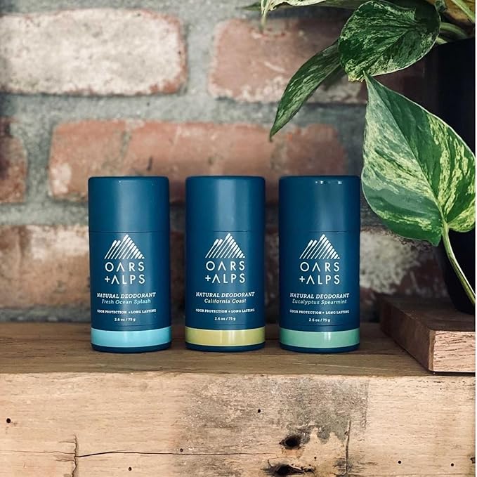 Oars + Alps Aluminum Free Deodorant for Men and Women, Dermatologist Tested and Made with Clean Ingredients, Travel Size, Eucalyptus Spearmint, 3 Pack, 2.6 Oz Each