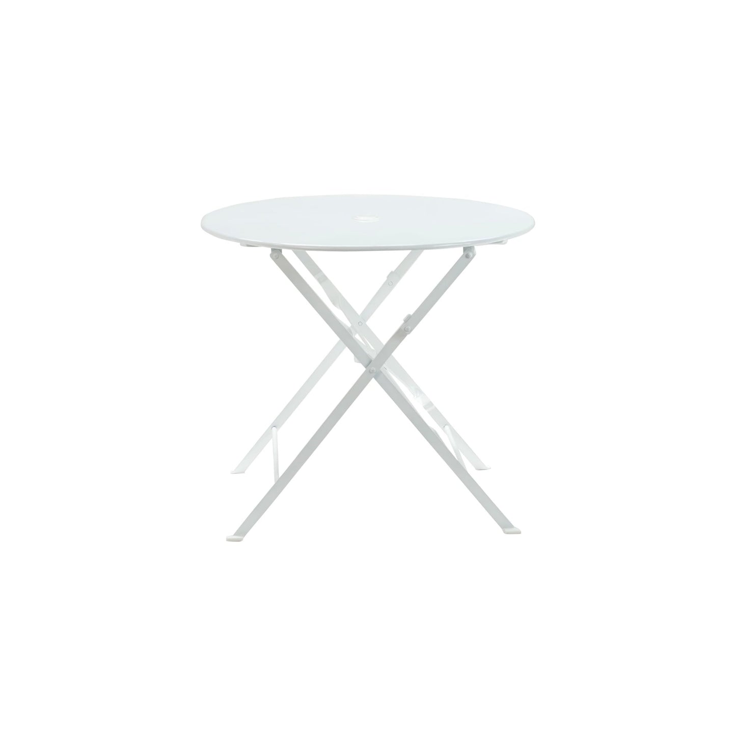 Contemporary Home Living Foldable Outdoor Patio Table with Umbrella Hole - 30" - White