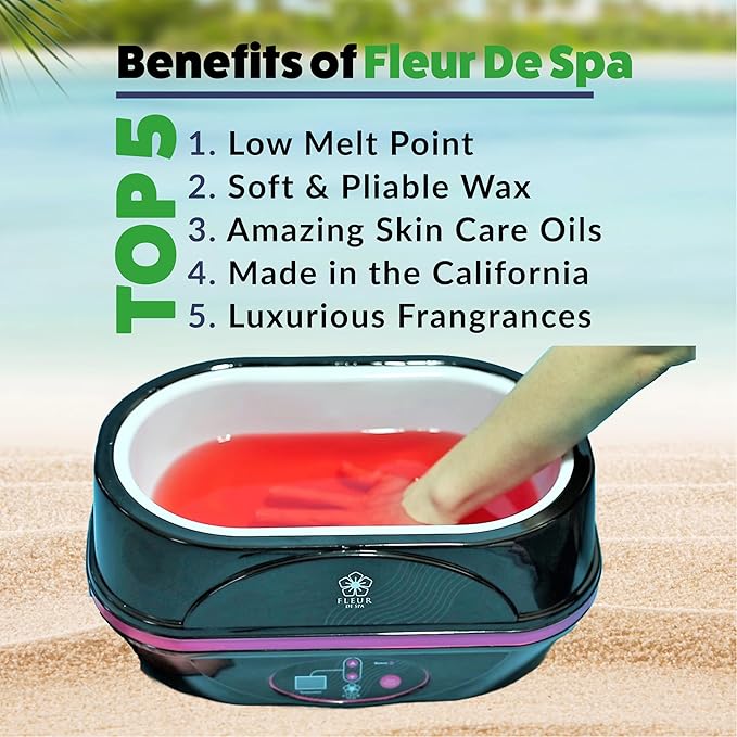 Paraffin Wax Refill for Hands and Feet | FLEUR DE SPA | Made in USA | With Acai, Coconut Oil, Jojoba, Aloe | Hydrates Dry Skin - At-Home Spa Experience