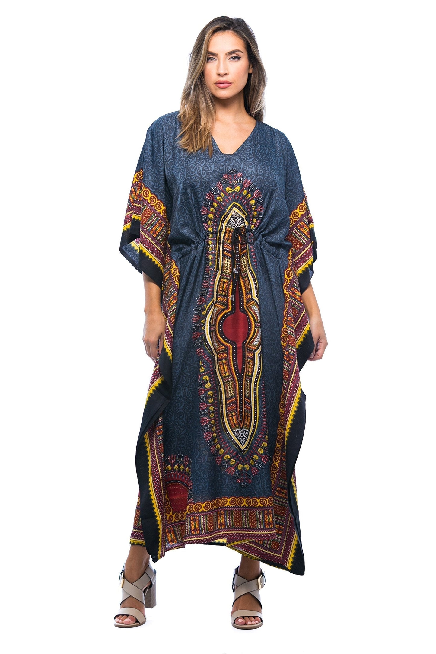 Riviera Sun 21715-BLK-1X Caftan/Caftans for Women, Black, 1X Plus