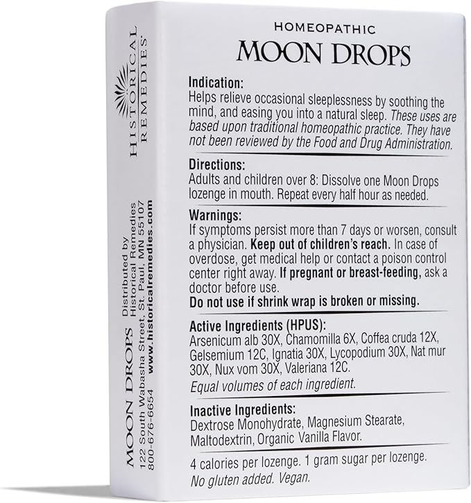 Moon Drops Sleep Aid Lozenges (1 Pack) | Homeopathic Vanilla Flavor Supplement, Non-Habit Forming Vegan Gluten-Free Sleep Support Including Coffea Cruda 12X