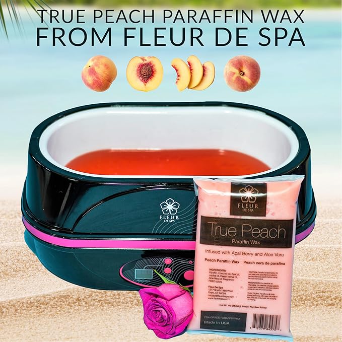 Paraffin Wax Refill for Hands and Feet | FLEUR DE SPA | Made in USA | With Acai, Coconut Oil, Jojoba, Aloe | Hydrates Dry Skin - At-Home Spa Experience