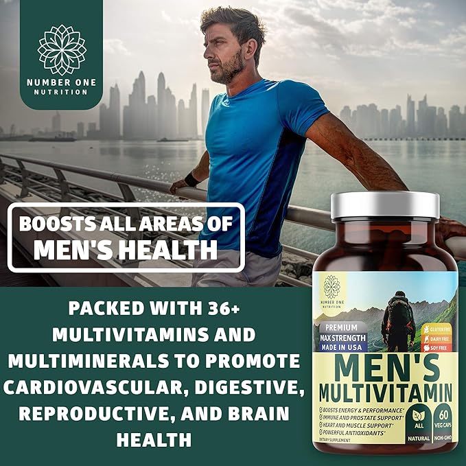 Number One Nutrition N1N Premium Uric Acid Support and Men's Multivitamins, All Natural Supplements to Support Energy Levels, Prostate Health and Urinary Tract Functions, 2 Pack Bundle