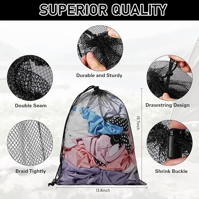 10/20/40/60/100PCS Durable Delicate Nylon Laundry Bag - Multicolor Mesh Drawstring Bag For College, Gym, Yoga, Sport