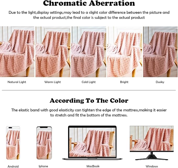 NEWCOSPLAY Super Soft Throw Blanket Pink Premium Silky Flannel Fleece 3D Waffle Checkered Lightweight Bed Blanket All Season Use (Pink, Throw(50"x70"))