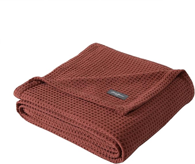 Eddie Bauer Blanket Soft Waffle Weave Bedding, Medium Weight Bedroom Decor, Softens Every Wash, Twin, Orange