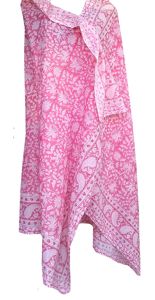 Craft N Copper Pure Cotton Hand Block Print Sarong Womens Swimsuit Wrap Cover Up Long (73" X 44")