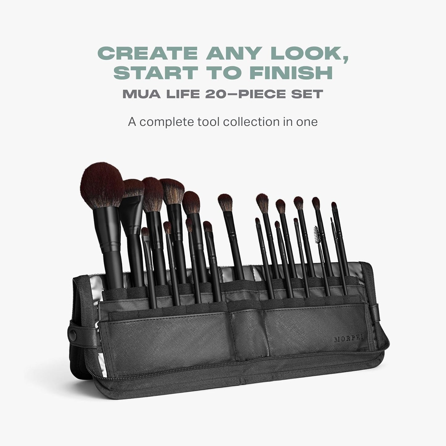 Morphe MUA Life Makeup Brushes - 20 Piece Makeup Brush Set of Eye and Face Brushes - Made with Synthetic Bristles and Includes Carrying Case (20 Count)