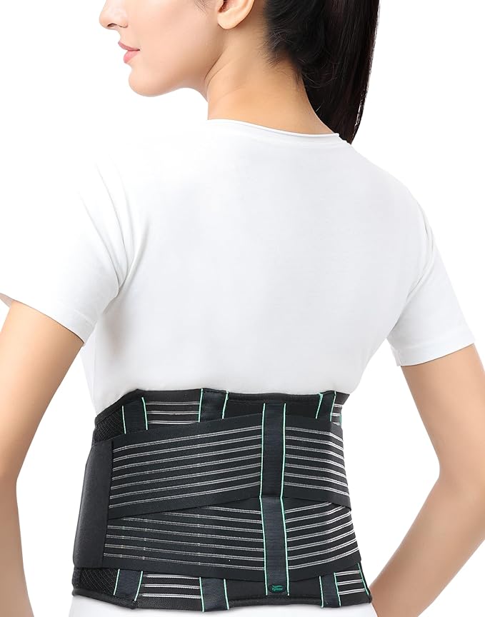 TYNOR Back Support Belt, Back Brace for Lower Back Pain,Breathable Lumbar Support Belt for Men & Women, Herniated Disc, Scoliosis & Lifting, Adjustable Straps with Lumbar Pad (Large, Premium Black)