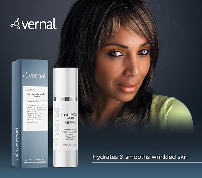 Vernal’s 100% Pure Hyaluronic Acid Serum – Rich With Vitamins C, E and Age-Defying Antioxidants - Anti Wrinkle, Anti Aging Face Serum that Lifts and Firms Skin, Made in USA