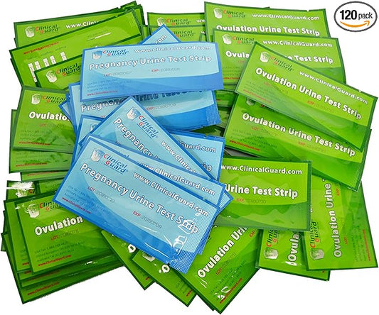 Clinical Guard 100 Ovulation Test Strips and 20 Early Pregnancy Test Strips Combo Rapid HCG Test Fertility Ovulation Predictor Kit (120 Count)