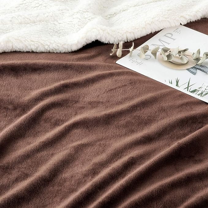 IR Imperial Rooms Coffee Sherpa Blankets Queen Size for Bed - Wholesale Bulk Pack of 9 Sherpa Blankets - Soft Fluffy Throw Blanket for Hotels, Guest Bedroom, 90x90 Inches