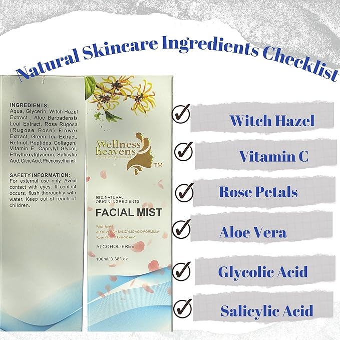 Hydrating Toner for Face, Refreshing Facial Mist with Witch Hazel, Rose Water, Salicylic & Glycolic Acid | A Zero Pore Cleanser, Helps Fade Dark Spots & Minimize Pores, Alcohol-Free Toner, 100 ml