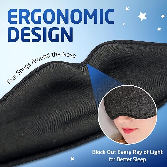 3D Sleep Mask – Enhanced Light Blocking Design with Pressure-Free Fit, Perfect for Travel, Nap & Night Shifts (Dark Gray)
