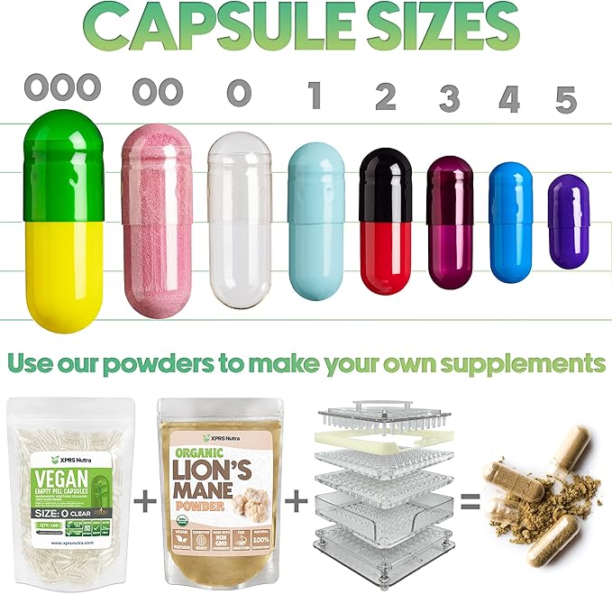 XPRS Nutra Size 1 Empty Capsules - 1000 Count Empty Gelatin Capsules - Pill DIY Capsule Filling - Pure Bovine Pill Gel Caps for Do-It-Yourself Supplements (Multi Color)