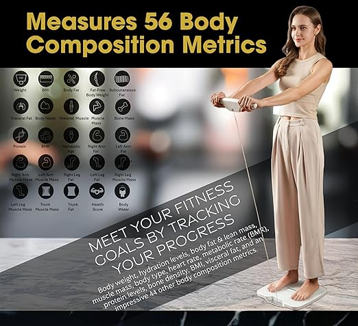 Smart Scale Pro - 8 Electrodes Weight Scale, 56 Body Metrics, FSA/HSA Eligible, Dual Frequency Digital BMI & Body Fat Analyzer, WiFi/Bluetooth Smart Scale with App – Large Display (White)