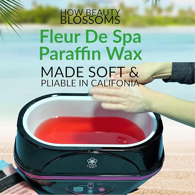 Paraffin Wax Refill for Hands and Feet | FLEUR DE SPA | Made in USA | With Acai, Coconut Oil, Jojoba, Aloe | Hydrates Dry Skin - At-Home Spa Experience
