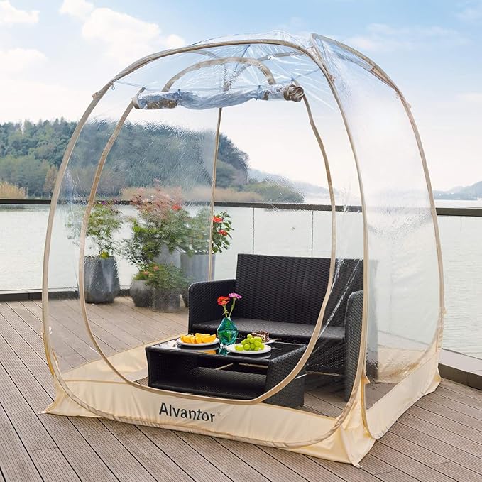 Alvantor Pop Up Bubble Tent - Large Oversize Weather Proof Pod - Cold Protection Camping Tent - Winter Tent Beige