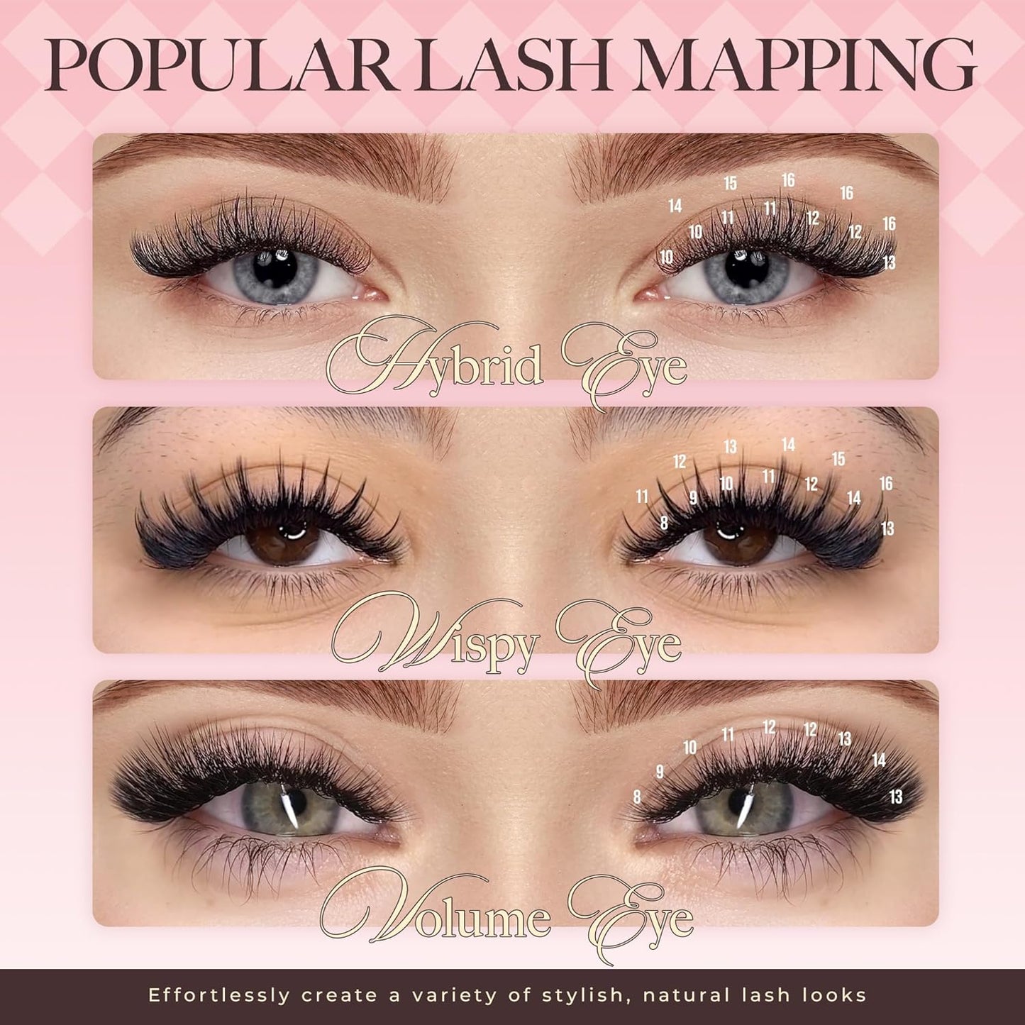 LASHVIEW Volume Lash Extensions 0.03-0.20 J/B/L/C/CC/D Curl 8-16mm Mixed & Single Length Tray, Soft Matte Dark Professional Eyelashes Extension(0.03 D 14mm)