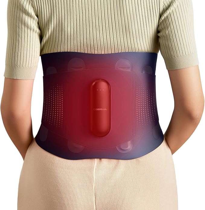 Deerma Heating Pad for Back,Christmas Gifts,Cordless Rechargeable Lower Back Heating Pad Muscle Relief Portable Heated Wearable Back Support Brace with Light Vibrating for Back Relief Period Cramps