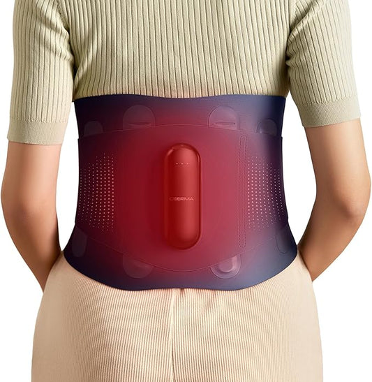 Deerma Heating Pad for Back,Christmas Gifts,Cordless Rechargeable Lower Back Heating Pad Muscle Relief Portable Heated Wearable Back Support Brace with Light Vibrating for Back Relief Period Cramps