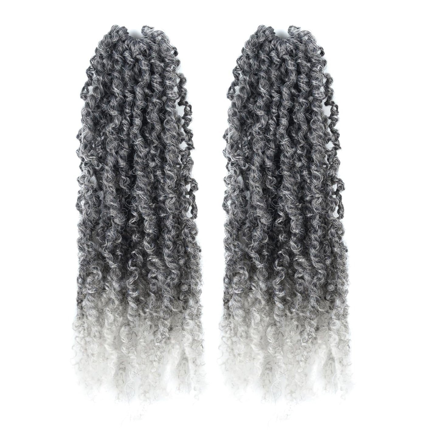 Toyotress Yanky Twist Crochet Hair - 6 Inch 2 Packs (30 Strands/Pcs) Fluffy Spring Mini Twist Short Bob Passion Twist, Ombre Gray Pre-Looped Crochet Braids Braiding Hair (6 Inch, T-Gray-2P)