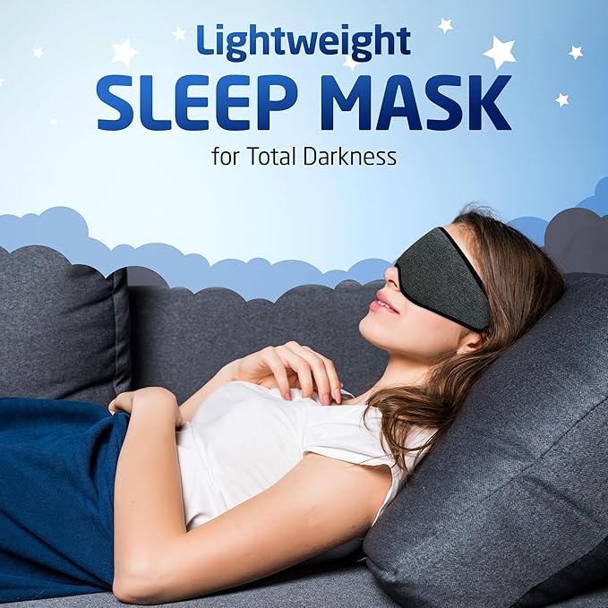 3D Sleep Mask – Enhanced Light Blocking Design with Pressure-Free Fit, Perfect for Travel, Nap & Night Shifts (Dark Gray)