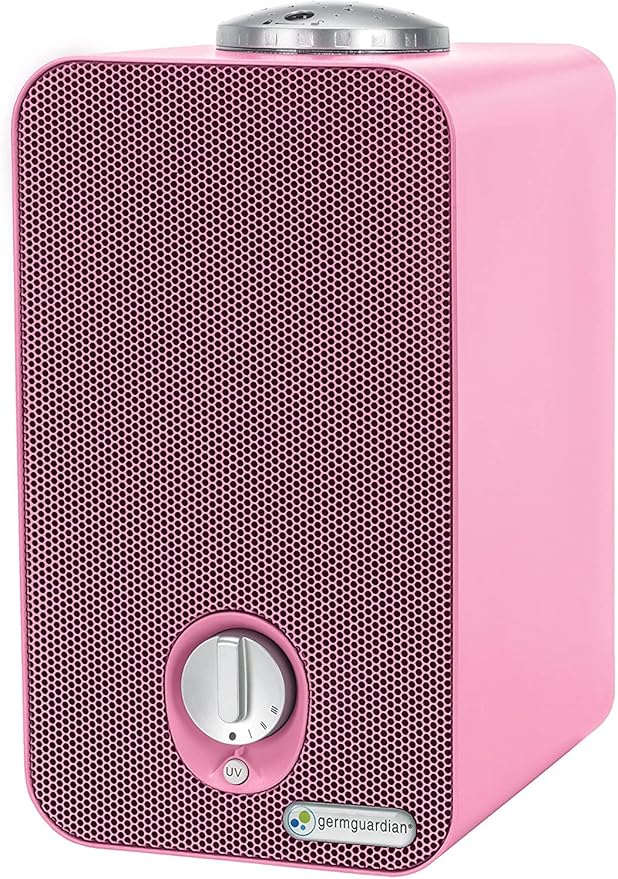 GermGuardian Air Purifier for Home with HEPA Pure Filter, Night Light Projector, UV-C Light Helps Reduce Germs, Removes 99.97% of Pollutants, Rooms up to 263 Sq. Ft., 11", Pink, AC4150PCA