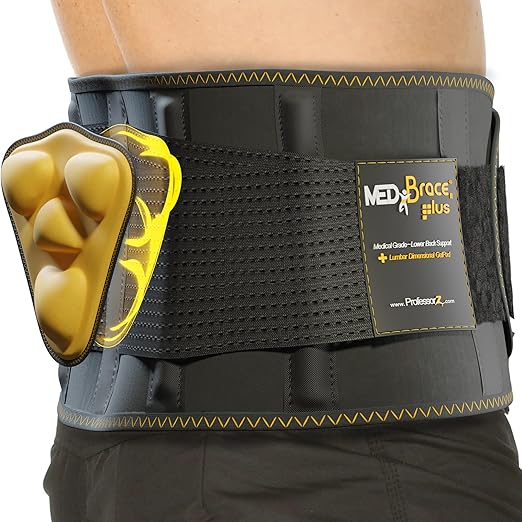 PLUS Lower Back Brace for Lifting at Work with Ergonomic Dimensional Lumbar Pad - Back Support Belt for Pain Relief for Men and Women - Medical Grade Orthopedic Waist Compression (Small)