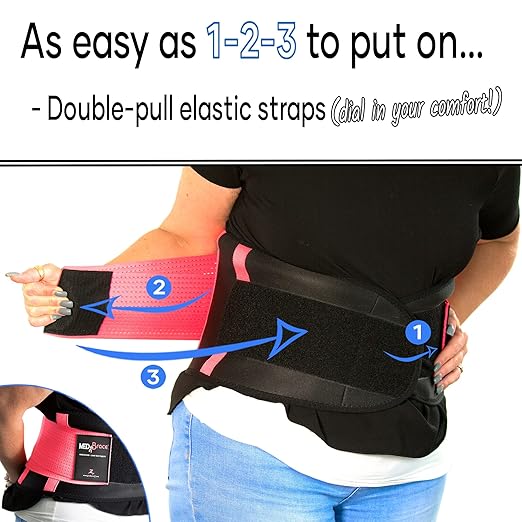 Back Brace Support Belt for Lower Lumbar Pain Relief for Men and Women - Medical Grade Orthopedic Waist Compression for Sciatica Nerve, Scoliosis, Disc or Lifting at Work