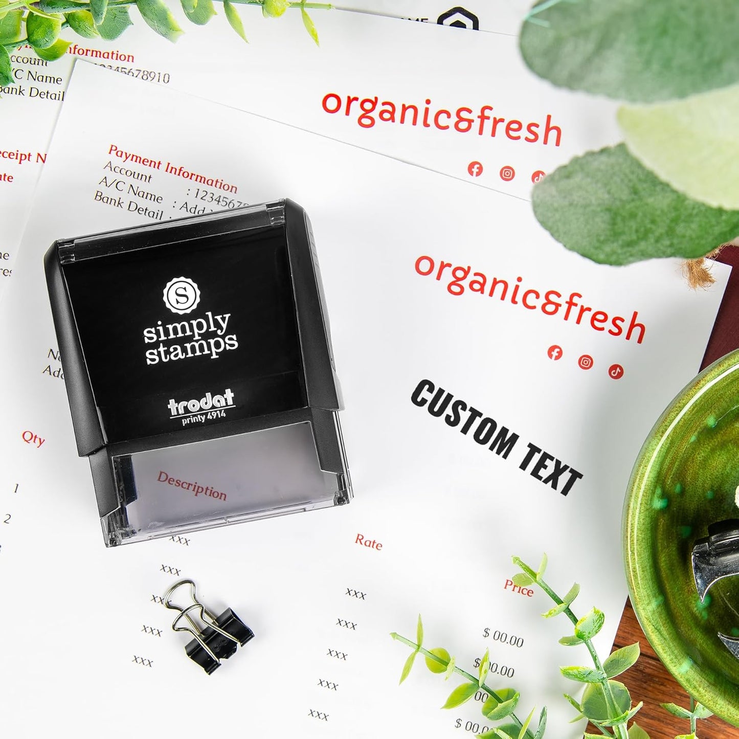 Custom Text Office Stamp | 4 Different Sizes | 20 Designs | Multiple Color Options | Up to 3 Lines of Text | Perfect for Quick Validation of Office Documents (Custom Text, Xtra Large)