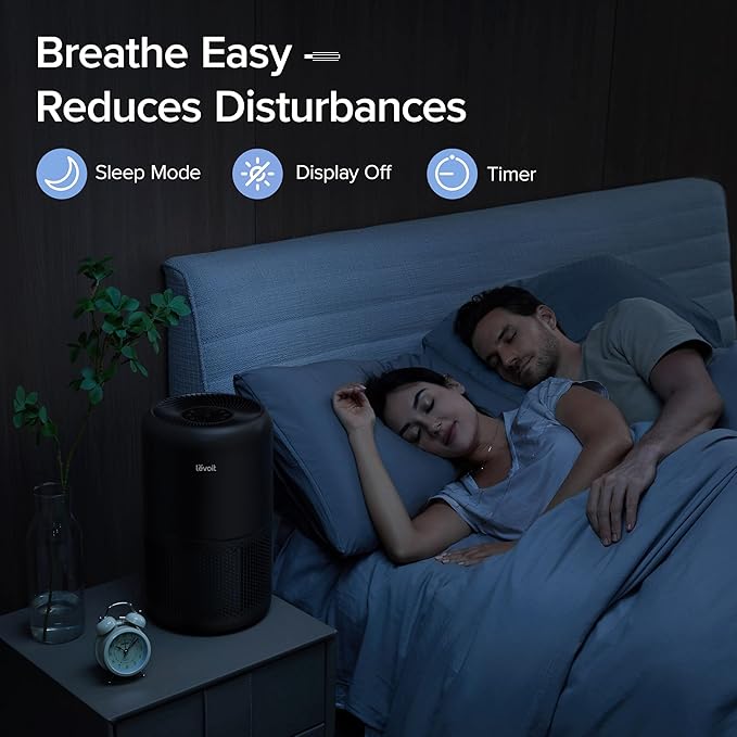 LEVOIT Air Purifier for Home Allergies Pets Hair in Bedroom, Covers Up to 1074 ft² by 56W High Torque Motor, 3-in-1 Filter, Sleep Mode, Remove Dust Smoke Pollutants Odor, Core 300-P, Black, 2 Pack