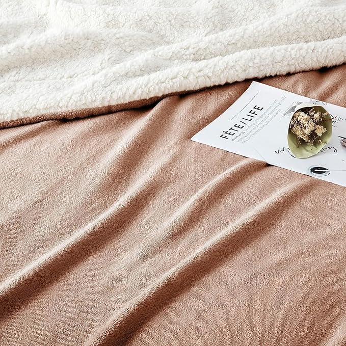IR Imperial Rooms Sherpa Fleece Throw Blanket for Couch - Soft and Fuzzy Blanket for Winter - Reversible Thick and Warm Fluffy Throw Blankets for Bed, Sofa, Camping and Travel, Camel, 50x60 Inches