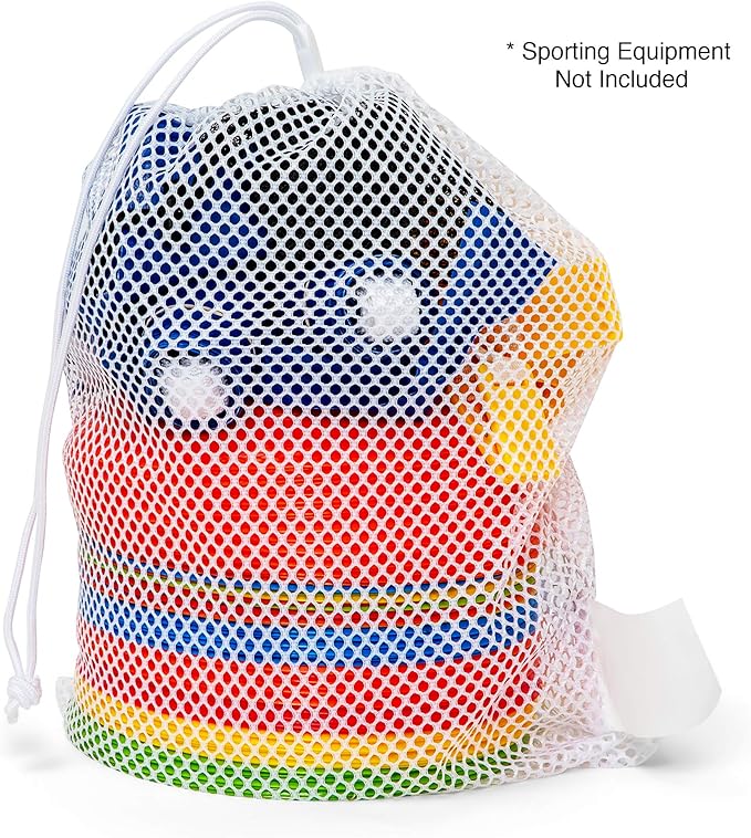 Champion Sports Mesh Equipment Bag – Heavy-Duty Nylon Drawstring Bag with Lock & ID Tag, Breathable Storage Sack for Balls, Swim Gear, Laundry & Toys, Multiple Sizes & Colors