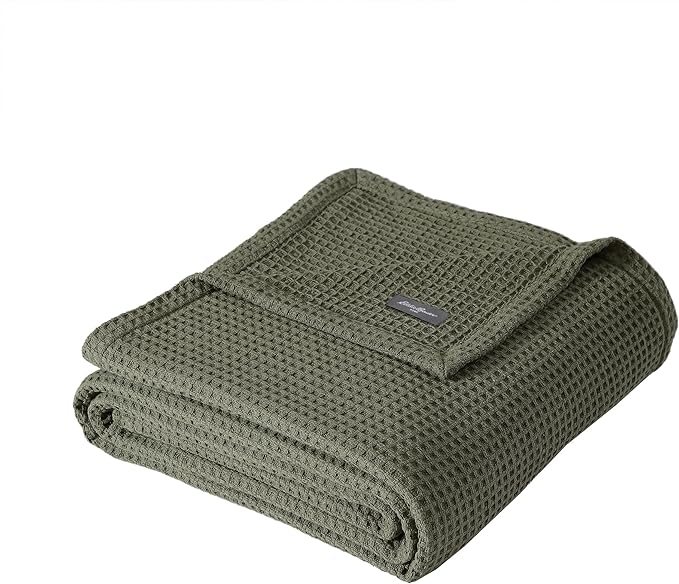 Eddie Bauer Blanket Soft Waffle Weave Bedding, Medium Weight Bedroom Decor, Softens Every Wash, King, Green