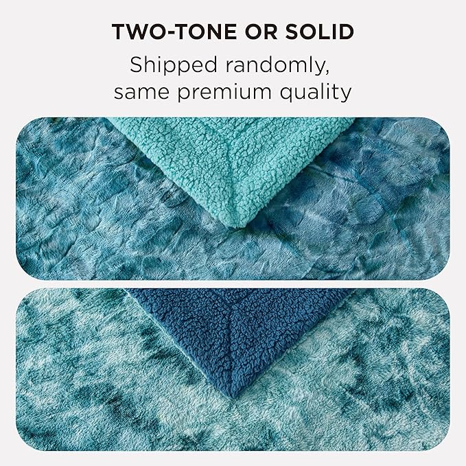 Bedsure Sherpa Blanket Queen Size - Soft, Fuzzy & Fluffy Faux Fur - Warm, Cozy Blanket for Couch, Sofa and Bed, Tie Dye Design, Teal, 90x90 Inches