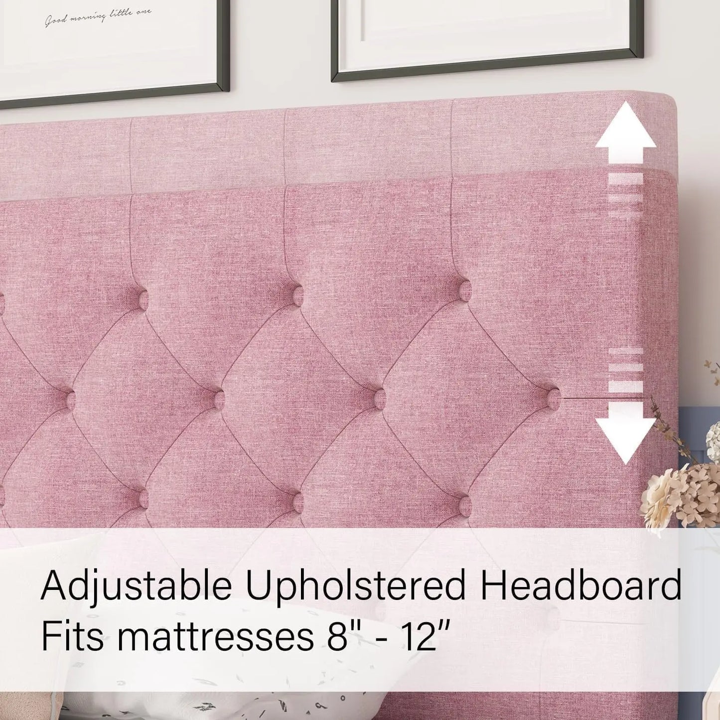 Pink Upholstered Twin Bed Frame