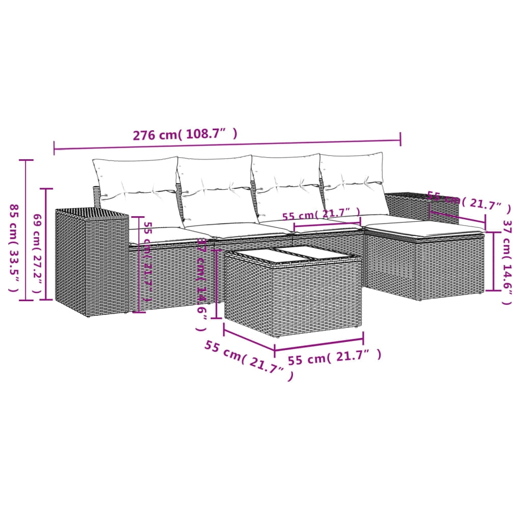 vidaXL Garden Sofa Set Black
