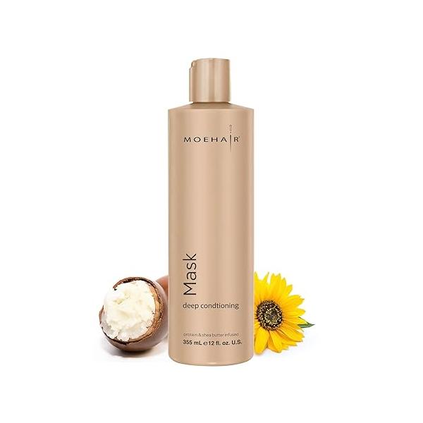 MOEHAIR Hair Mask | Hydrating with Shea Butter, Proteins, and Olive Oil for Damaged Smoothens Intensely Moisturizes Sulfate Paraben-Free (12 Fl. Oz)