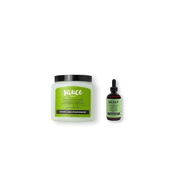 SAUCE BEAUTY Guacamole Hair Mask & Rosemary Mint Oil - For Growth, Deep Conditioning, Dry, Damaged Frizzy Paraben Sulfate Free