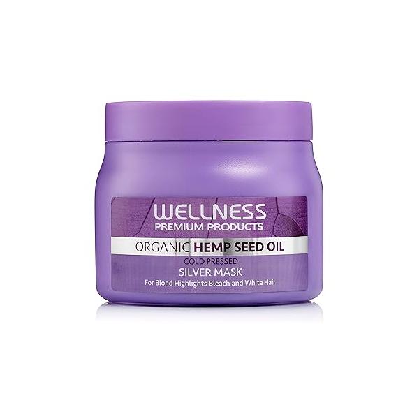 Wellness Premium Products Silver Conditioning Treatment Mask for Blonde & Grey Hair Tones Unwanted Brassiness Yellow Undertones - 500ML