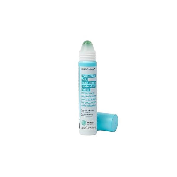 masque BAR My Ingredients Hydrating Under Eye Serum with 360° Jade Stone Roller, Multi-peptides & Hyaluronic Acid Treats Puffiness, Dark Circles- Instant Wrinkle Remover -Korean Skincare-20ml