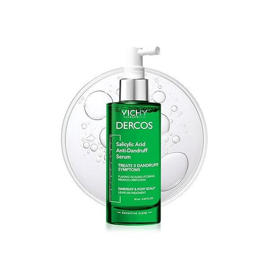 Dercos Salicylic Acid Anti-Dandruff Treatment, Scalp Treatment Targets Dandruff Symptoms & Leaves Head Feeling Hydrated Soothed, Serum Provides Flake Itch Relief, 3 Fl. Oz.